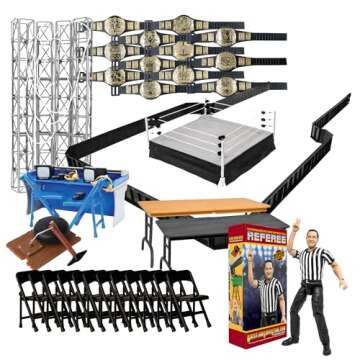 Super Deluxe Wrestling Figure Ring & Accessory Set for Wrestling Figures