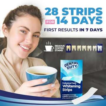 Dental Duty Teeth Whitening Strips – 28pcs Vegan White Strips for Coffee & Tea Stain Remover (14 Treatments) – Enamel Safe for Teeth Whitener, Dentist Formulated and Non-Toxic - Sensitive Free