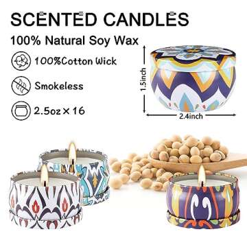 16 Pack Aromatherapy Soy Wax Candles Set