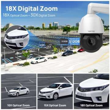 VIKVIZ 4K 8MP PTZ POE IP Camera Outdoor,Pan Tilt 18X Optical Zoom, Human Auto Tracking,Human/Vehicle Detection,Two-Way Talk,328ft IR Night Vision,PTZ Security Camera with MicroSD 512GB