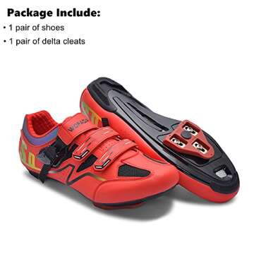 Indoor Cycling Shoes Compatible with pelaton Bike Road Biking Shoes Men's Bicycle Outdoor Riding Spin Shoes with Cleats Look Delta for Men and Women SPD Clip On Spining (Red, M5.5)