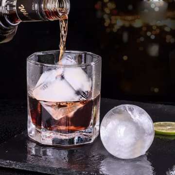 ROTTAY Ice Cube Trays Set of 2 - Sphere & Square Ice Ball Maker for Whiskey