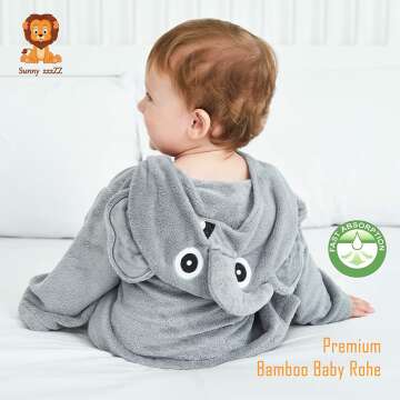 Baby Animal Face Bath Hooded Robe for Infants