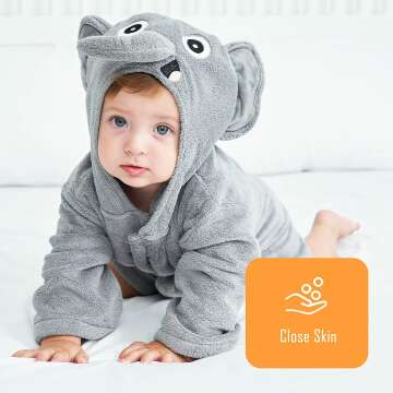 Baby Animal Face Bath Hooded Robe for Infants