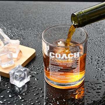 Futtumy Coach Nutrition Facts Whiskey Glass - Perfect Gift for Coaches