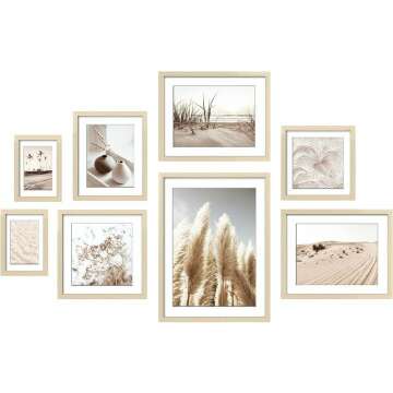 ArtbyHannah 8 Pack Gallery Wall Frame Set Neutral Wall Art Decor,Picture Frames Collage Wall Decor with Desert Pictures,Multiple Sizes One 11x14,One 10x10,One 8x8,One 8x10,Two 12x9.5,Two 5x7