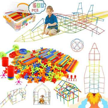 600Pcs STEM Straw Building Kit for Creative Kids - Fun Learning