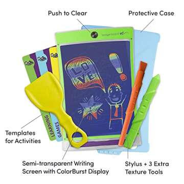 Boogie Board Magic Sketch Reusable Kids’ Drawing Activity Kit with ColorBurst Drawing Pad, Stylus and Texture Tools, Double-Sided Templates for Drawing, Writing, and Tracing, Ages 4+