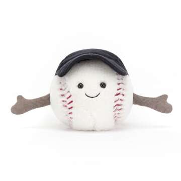 Jellycat Amuseables Baseball Stuffed Toy, 4 inches | Baseball Plush | for Sports Fans