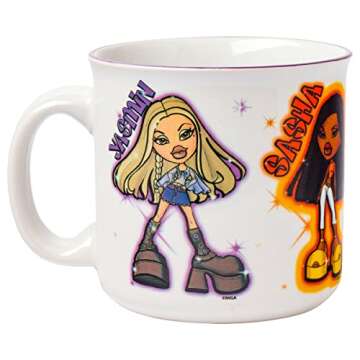 Silver Buffalo Bratz Dolls Featuring Yasmin, Sasha, Jade, and Cloe Ceramic Camper Mug, 20 Ounces