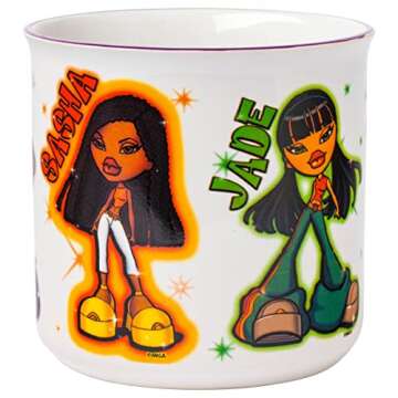 Silver Buffalo Bratz Dolls Featuring Yasmin, Sasha, Jade, and Cloe Ceramic Camper Mug, 20 Ounces