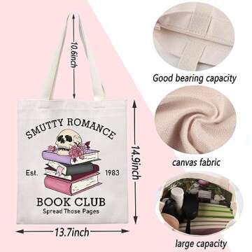 ENSIANTH Smutty Romance Tote Bag Literature Bookish Gift Spicy Reader Lover Gift Smut Book Reader Handle Bag