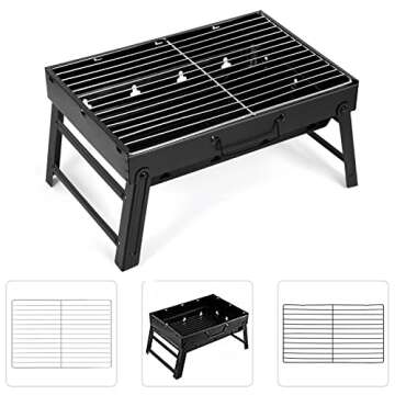 Barbecue Grill, Charcoal Grill Folding Portable Lightweight Barbecue Grill Tools for Outdoor Grilling Cooking Camping Hiking Picnics Tailgating Backpacking Party (Medium)