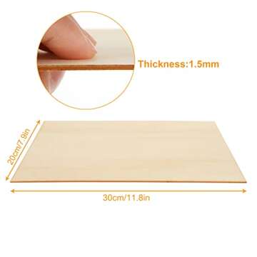 Basswood Sheets 12"x8"x1/16 (16 Pack), Thin Balsa Wood Sheets for Craft, Laser, Wood Burning, DIY Projects-Unfinished Plywood Sheets for Architecture Model, Engraving, Creative Painting