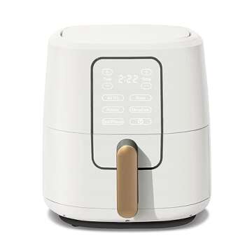 Touchscreen Air fryer, Digital Air fryer with Touch-Activated Display, Kitchenware by Drew Barrymore (6QT, White Icing)