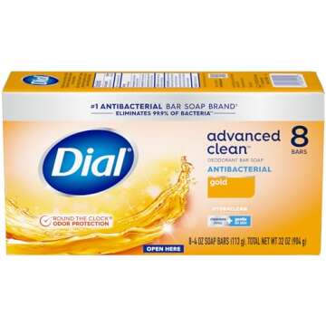 Dial Antibacterial Bar Soap, Gold, 32 Bars Total - Powerful Clean