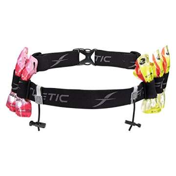 Fitletic Race Bib Belt With Gel Loops | Race Number Belt for Triathlon, Trail Running, Marathon Ironman, 5k, 10k | Race 2 Black