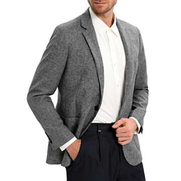 EliteSpirit Mens Casual Linen Suit Sports Coats and Blazers One Button Jacket for Men Grey XXL