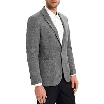 EliteSpirit Mens Casual Linen Suit Sports Coats and Blazers One Button Jacket for Men Grey XXL