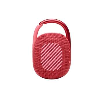 JBL Clip 4 - Portable Mini Bluetooth Speaker, big audio and punchy bass, integrated carabiner, IP67 waterproof and dustproof, 10 hours of playtime, speaker for home, outdoor and travel (Red)