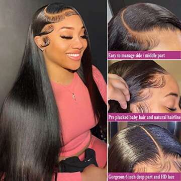 Caribbean Star Straight Lace Front Wigs Human Hair Pre Plucked With Natural Hairline 180% Density 13x4 Lace Frontal Wigs For Black Women Human Hair (22 Inch, 13x6 Straight Lace Front Wig)