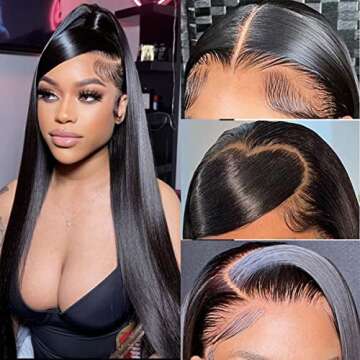 Caribbean Star Straight Lace Front Wigs Human Hair Pre Plucked With Natural Hairline 180% Density 13x4 Lace Frontal Wigs For Black Women Human Hair (22 Inch, 13x6 Straight Lace Front Wig)