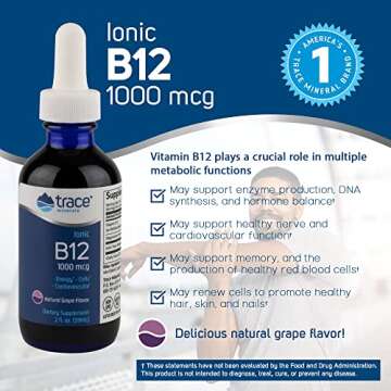 Trace Minerals | Liquid Ionic Vitamin B12 1000 mcg | Dietary Supplement Powerd by Concentrace Full Spectrum Ionic Minerals | 2 fl oz, 59 Servings