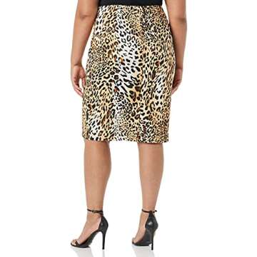 ECI New York Women's Animal Leopard Print Stretch Scuba Skirt, Brown, Medium