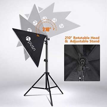 HPUSN Softbox Lighting Kit Photography Studio Light with 20-inch X 28-inch Reflector and 2pcs 85W 5500K E27 Bulb, Professional Photo Studio Equipment for Portrait Fashion Photography Video, etc.