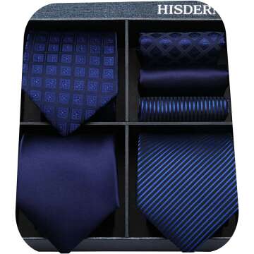 Mens Ties Set Collection Tie and Pocket Sqaure Lot 3 Pcs Formal Business Neckties Gift Box Wedding Necktie Handkerchief