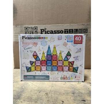 PicassoTiles Magnetic Tiles Building Blocks Mini Size Diamond Series Magnet Toys Travel Size On-The-Go Magnets Construction Sensory Toys Gifts Educational Set STEM Learning Kit Playset PTM40