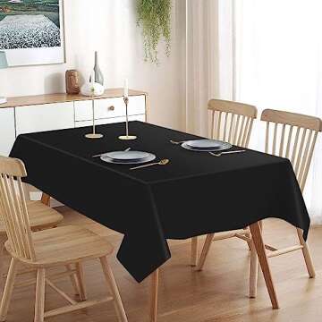 QIKSION 2 Pack Black Plastic Tablecloth Disposable Table Covers Black Table Cloths for Parties BBQ Picnic Birthday Baby Shower Wedding, Fits 6 to 8 Foot Rectangle Tables (54 × 108 Inch)