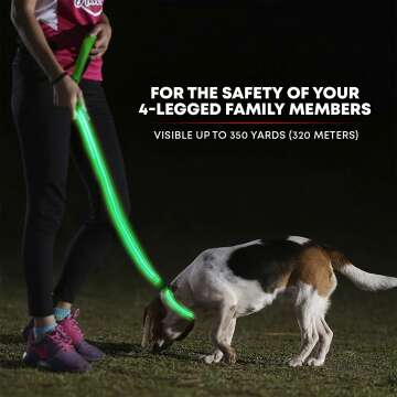 LED Light Up Dog Leash with 3 Modes & Padded Handle