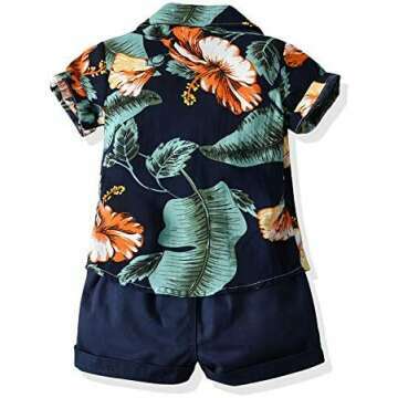 JunNeng Toddler Boys Hawaiian Outfit - Floral Set