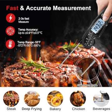 Digital Meat Thermometer - Instant Read for Cooking & Grilling