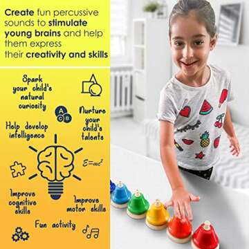 MINIARTIS Desk Bells for Kids | Educational Music Toys for Toddlers 8 Notes Colorful Hand Bells Set | Kids Musical Instrument with 15 Songbook | Great Birthday Gift for Children