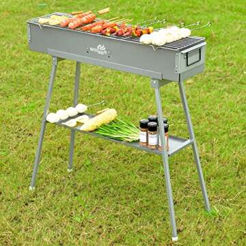 WILLBBQ Commercial Portable Charcoal Grill for Outdoor Cookouts