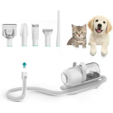 neabot P1 Pro Pet Grooming Kit & Vacuum Suction 99% Pet Hair, Professional Grooming Clippers with 5 Proven Grooming Tools for Dogs Cats and Other Animals(Renamed to Neakasa)
