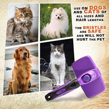 GM Pet Supplies Self Cleaning Slicker Brush | This is The Best Dog and Cat Brush for Shedding and Grooming | Our Pet Brushes Are Suitable for All Hair Lengths