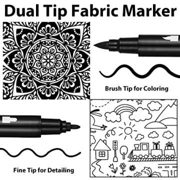 Gain-Art Black Fabric Markers - Dual-Tip Fabric Markers Permanent for Clothes - Non-Toxic Fabric Paint Pens for Personalizing Shirts Bags Hats Canvas, and Textiles