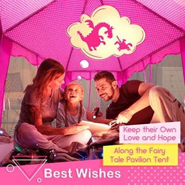 Moncoland Princess Castle Girls Play Tent Toy, Kids Large Fairy Playhouse Tent with Star Lights, Gift for Children Toddlers Indoor and Outdoor Games