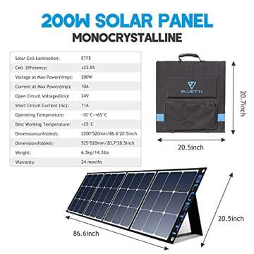 BLUETTI EB70 Portable Power Station with 200W Solar Panel, 716Wh/800W Solar Generator w/ 4 110V AC Outlets, Battery Backup for Camping Outdoor RV Power Outage Off-grid, Home Emergency