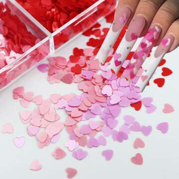 Valentine's Day Nail Art Glitter Sequins Kits - 3D Hearts