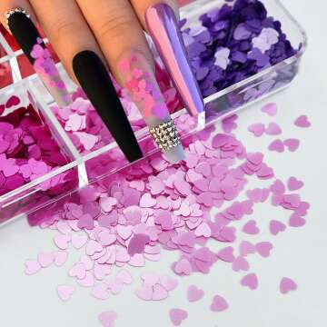 Valentine's Day Nail Art Glitter Sequins Kits - 3D Hearts