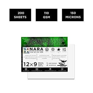 NARA Alcohol Ink Paper | White | 12 inches x 9 inches (12”x9”) | 150 microns/110 GSM | 200 Sheets| Lite Paper | Paper for Alcohol Ink Art Painting | 100% Stain-Free