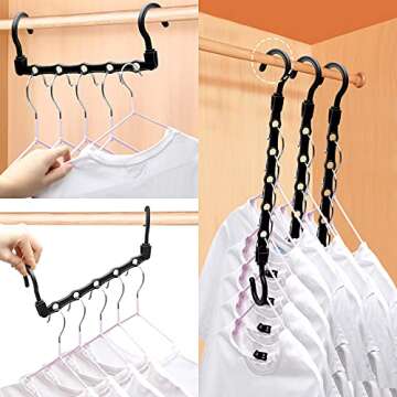 College Dorm Room Essentials Closet Organizer,12 Pack Stronger Closet Organizers and Storage Clothes Hanger with 5 Holes Closet Storage for Heavy Clothes,Magic Closet Organization Space Saving Hangers