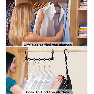 College Dorm Room Essentials Closet Organizer,12 Pack Stronger Closet Organizers and Storage Clothes Hanger with 5 Holes Closet Storage for Heavy Clothes,Magic Closet Organization Space Saving Hangers