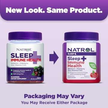 Natrol Sleep+ Immune Health Gummy, Sleep Aid & Immunity Support, Elderberry, Vitamins C, D and Zinc, Drug Free, 50 Berry Flavored Gummies