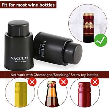 [2 PACK]Wine Bottle Stoppers,Real Vacuum Wine Stoppers,Reusable Wine Preserver,Wine Corks Keep Fresh,Best Gifts for Wine Lovers for christmas gifts.