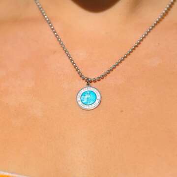 Get Back Necklaces St. Christopher Surf Necklace | Medium (Aqua White)